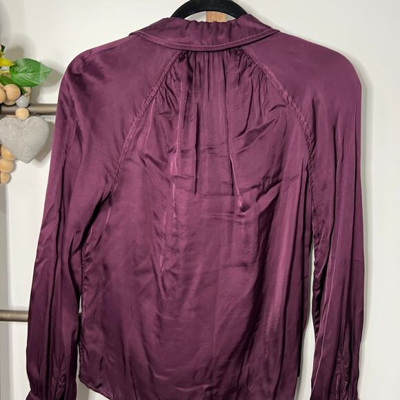 Cloth and Stone Long Sleeve Button Up Tie Front Purple Blouse Size X Small - Picture 6 of 8